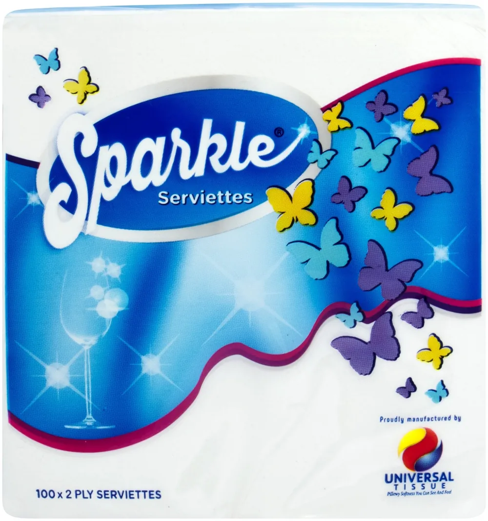 Sparkle Blue Serviettes — 2 Ply 100 Serviettes • 2 Ply