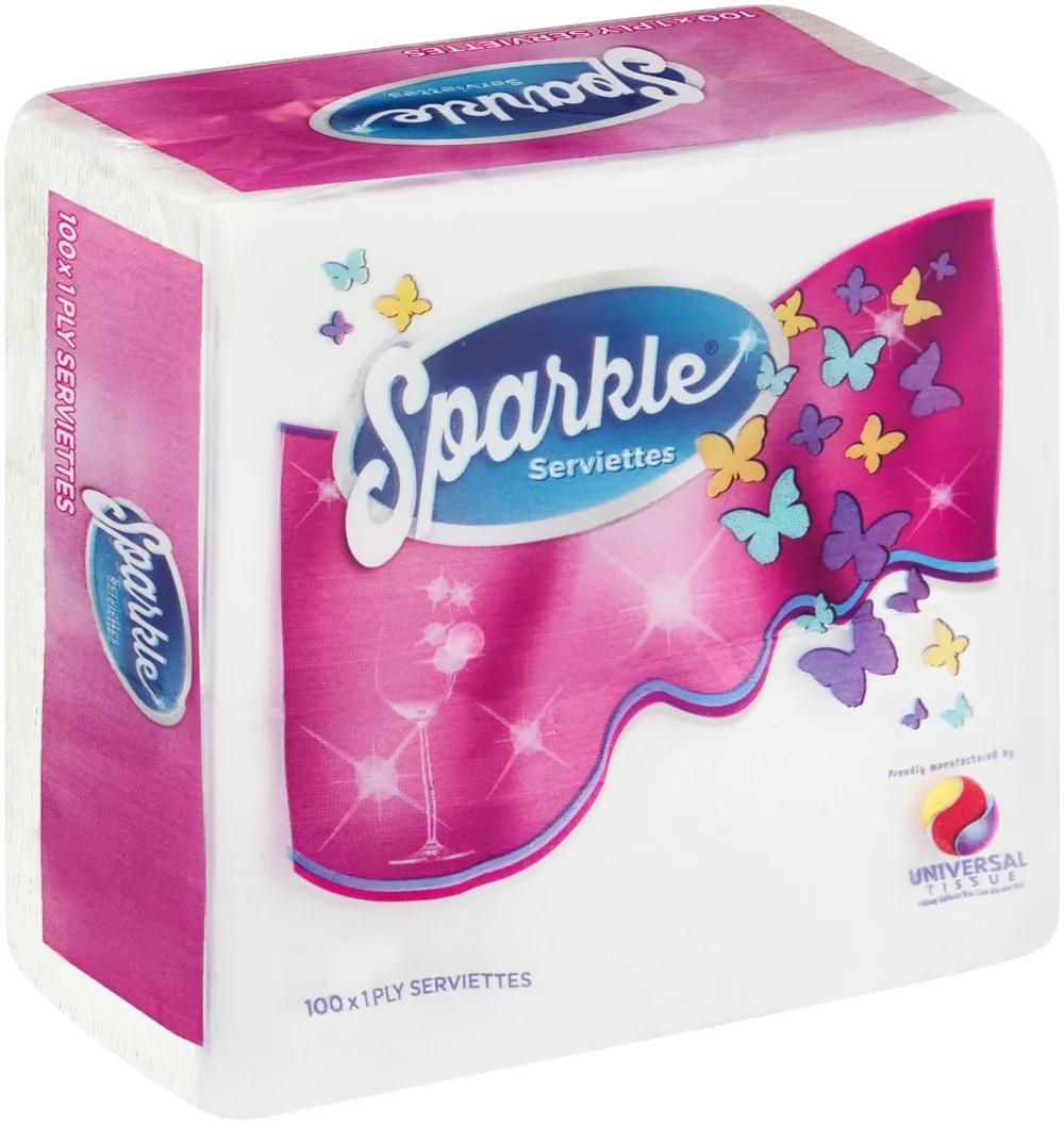 Sparkle Pink Serviettes — 1 Ply 100 Serviettes • 1 Ply