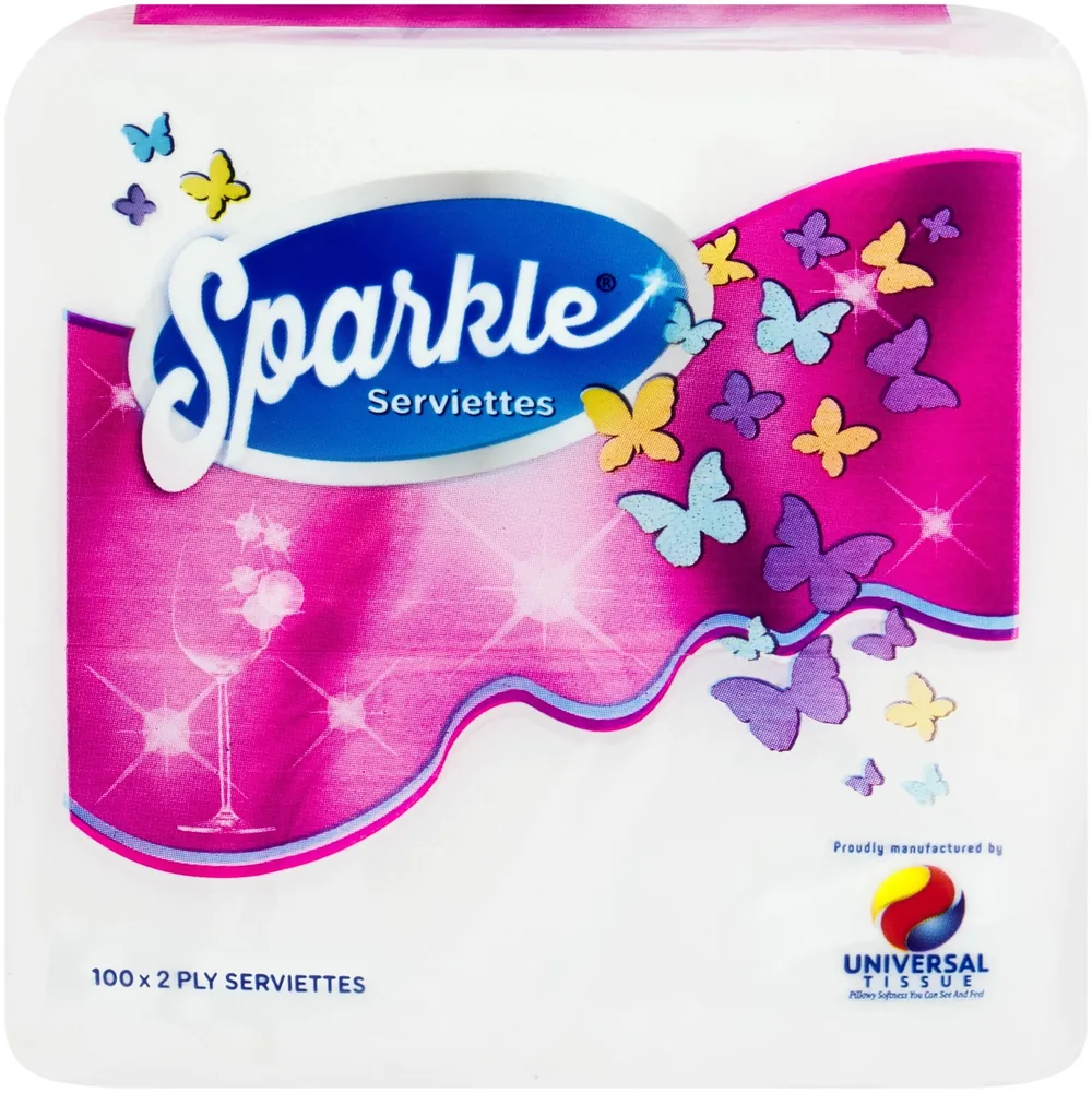 Sparkle Pink Serviettes — 2 Ply 100 Serviettes • 2 Ply